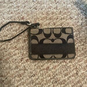 Coach black cardholder with wrist strap